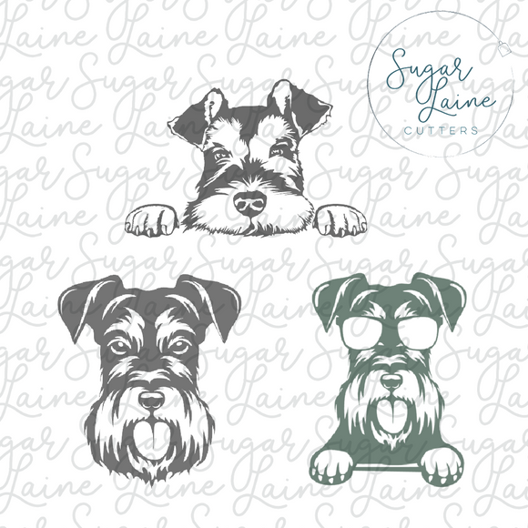 Schnauzer Face Silk Screen trio